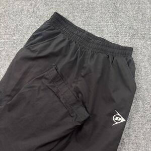 Dunlop Track Pants Medium Black Elastic Waist Zip Ankle Athletic Mens